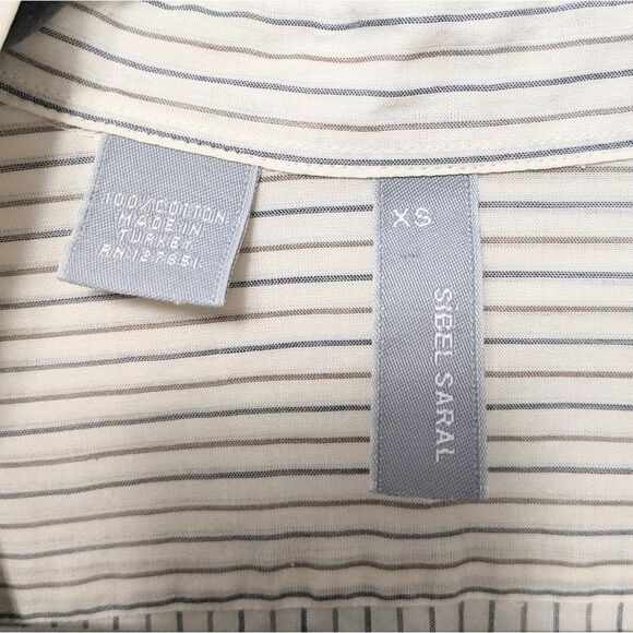 SIBEL SARAL Striped Ruffle Shoulder Button Top XS - Picture 3 of 5